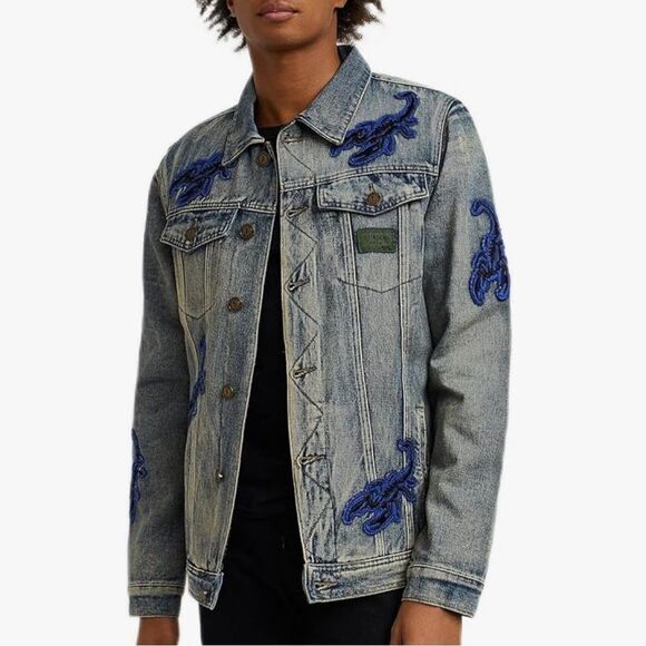 Reason Denim Multi Patch Scorpion applique jacket 3X NWT‎ in packaging - Picture 4 of 7